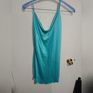 Satin Draped Pearl Strap Open-Back Slip